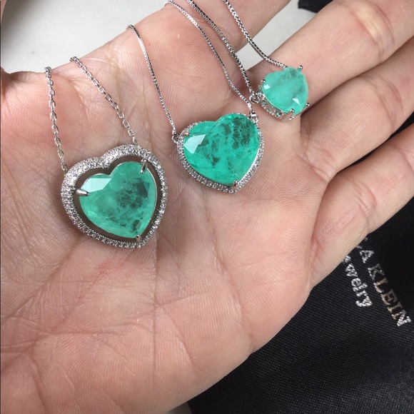 Heart Necklace Colombian Emerald Fusion Gemstone - Picture 3 of 5